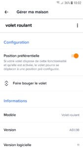 Bubendorff iDiamant Position Préférentielle le bouton passe en orange